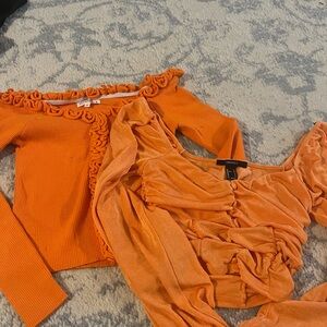 Orange Off-Shoulder Tops